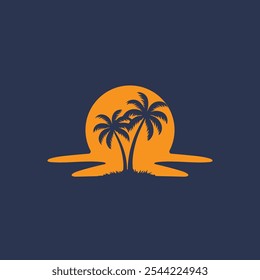 Palm tree silhouette icon. simple flat vector illustration.Palm Logo Design Vector 