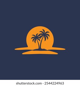 Icono de silueta de palmera. Ilustración vectorial plana simple. Vector de diseño de logotipo de palmera 