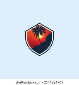 Palm tree silhouette icon. simple flat vector illustration.Palm Logo Design Vector 