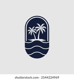 Ícone de silhueta da palmeira. ilustração simples do vetor plano.Palm Logo Design Vetor 