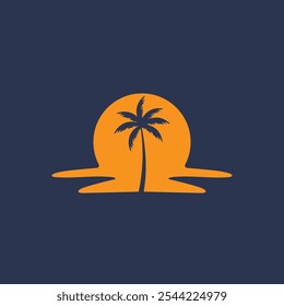 Icono de silueta de palmera. Ilustración vectorial plana simple. Vector de diseño de logotipo de palmera 