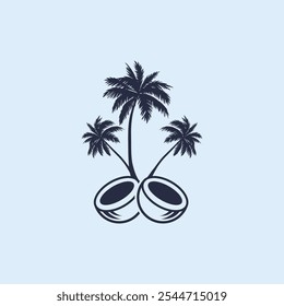 Palm tree silhouette icon. simple flat vector illustration.Palm Logo Design Vector 