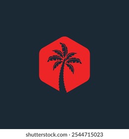 Ícone de silhueta da palmeira. ilustração simples do vetor plano.Palm Logo Design Vetor 