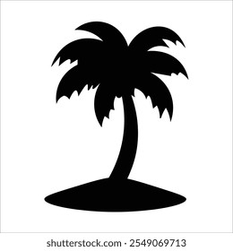 Palm tree silhouette icon simple flat