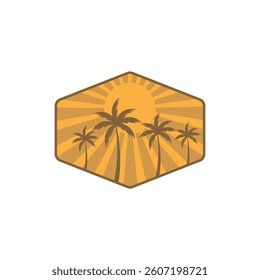 Palm tree silhouette icon. simple flat vector illustration.Palm Logo Design Vector 