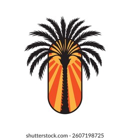 Palm tree silhouette icon. simple flat vector illustration.Palm Logo Design Vector 