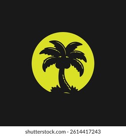 Palm tree silhouette icon. simple flat vector illustration.Palm Logo Design Vector 