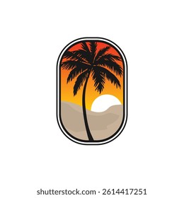 Palm tree silhouette icon. simple flat vector illustration.Palm Logo Design Vector 