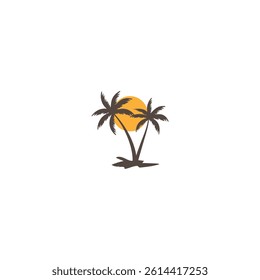 Palm tree silhouette icon. simple flat vector illustration.Palm Logo Design Vector 
