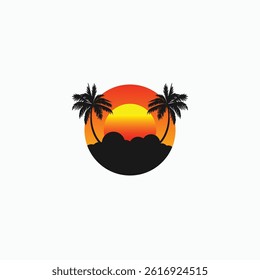 Palm tree silhouette icon. simple flat vector illustration.Palm Logo Design Vector 