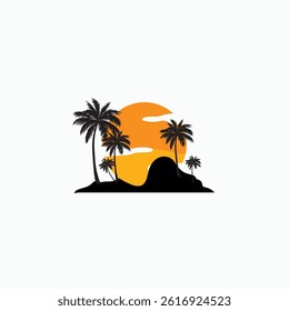 Palm tree silhouette icon. simple flat vector illustration.Palm Logo Design Vector 
