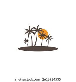 Palm tree silhouette icon. simple flat vector illustration.Palm Logo Design Vector 