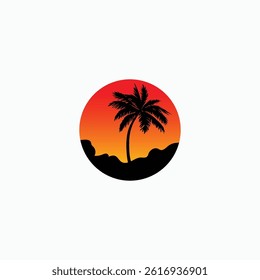 Palm tree silhouette icon. simple flat vector illustration.Palm Logo Design Vector 