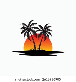 Palm tree silhouette icon. simple flat vector illustration.Palm Logo Design Vector 