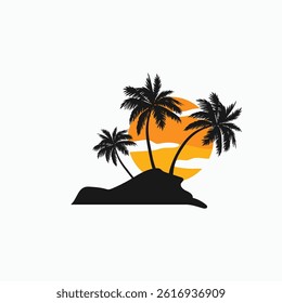 Palm tree silhouette icon. simple flat vector illustration.Palm Logo Design Vector 