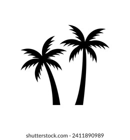 Palm tree silhouette icon vector, Palm tree vector illustration, coconut tree icon vector illustration.