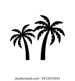 Palm tree silhouette icon vector, Palm tree vector illustration, coconut tree icon vector illustration.