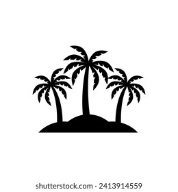 Palm tree silhouette icon vector, Palm tree vector illustration, coconut tree icon vector illustration.