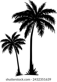 palm tree, palm tree silhouette, palm tree icon, vector 