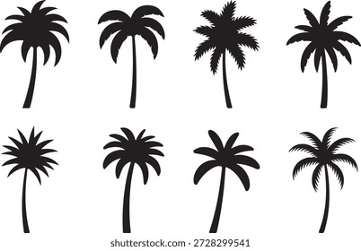 Coleção de ícones da silhueta da palmeiraName