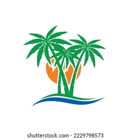 PALM TREE SILHOUETTE ILLUSTRATION ICON LOGO DESIGN VECTOR
