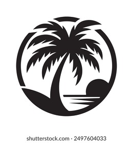Palm tree silhouette illustration style design