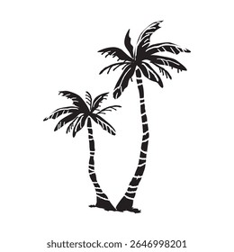 Palm tree silhouette illustration, Vector hand drawn design element.