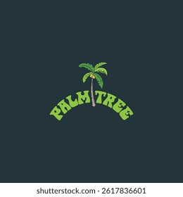 Palm tree silhouette Inside the shell icon. Simple flat vector illustration. Vector illustration design Palm Tree and island at sunset
