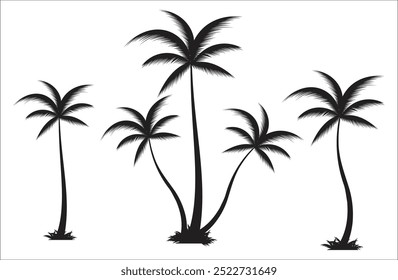 Palm tree, silhouette, palm tree, palm leaf, tropical tree, in silhouette, palm, summer, island, coconut, tropical, vector, illustration