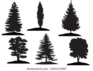 palm tree silhouette logo icon vector illustration isolated .Trees Set - Vector Cartoon Illustration