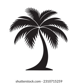 Palm tree silhouette logo isolated on white background, vector icon