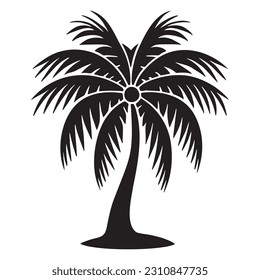 Logotipo de silueta de árbol de palma aislado en fondo blanco, icono vector