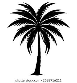 A palm tree silhouette on white background