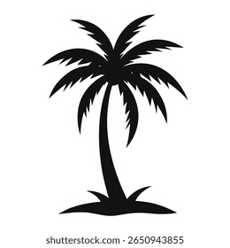 Palm Tree Silhouette on White Background