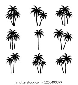 A palm tree silhouette set.