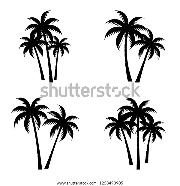Palm Tree Silhouette Set Stock Vector (Royalty Free) 1258493905 ...