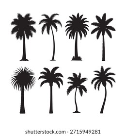 Palm Tree Silhouette Set Schwarz und Weiß