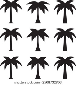 
palm tree silhouette set vector art illustration