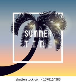 palm tree silhouette summer time holiday design vector illustration EPS10