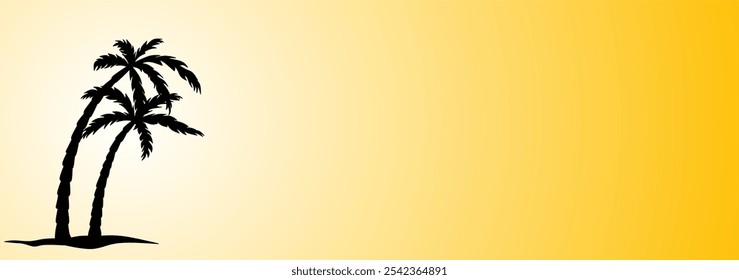 Palm tree silhouette with Sunset view with sun and coconut tree silhouette