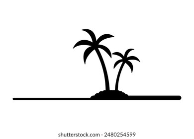 Palm tree silhouette vector art drawing with outline illustration