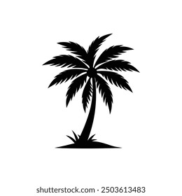 palm tree silhouette vector art, logo, icon design black and white 