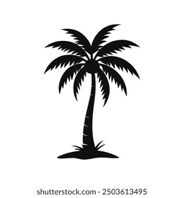 palm tree silhouette vector art, logo, icon design black and white 