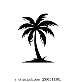 palm tree silhouette vector art, logo, icon design black and white 