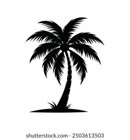 palm tree silhouette vector art, logo, icon design black and white 