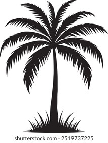 palm tree silhouette vector art illustration