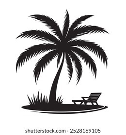 palm tree silhouette vector art flat design background illustrations