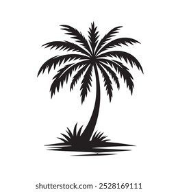 palm tree silhouette vector art flat design background illustrations