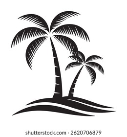 Palm tree Silhouette Vector, Black palm trees