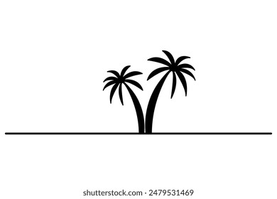 Dibujo de Vector de silueta de árbol de palma de fondo blanco de Arte vectorial aislado